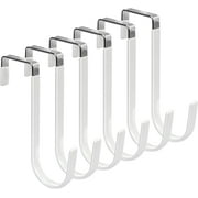 6 Pack Over the Door Hooks, Door Hangers Hooks with Rubber Prevent Scratches Heavy Duty Organizer Hooks for Living Room, Bathroom, Bedroom, Kitchen Hanging Clothes, Towels, Hats, Coats, White