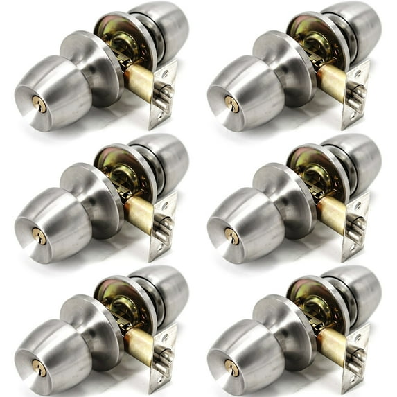 6 Pack Door Knob and Lock Set Versa Keyed by Villar Home Designs Bronze