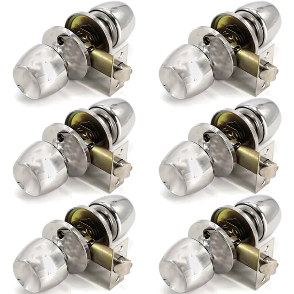 6 Pack Door Knob and Lock Set Versa Passage by Villar Home Designs Silver