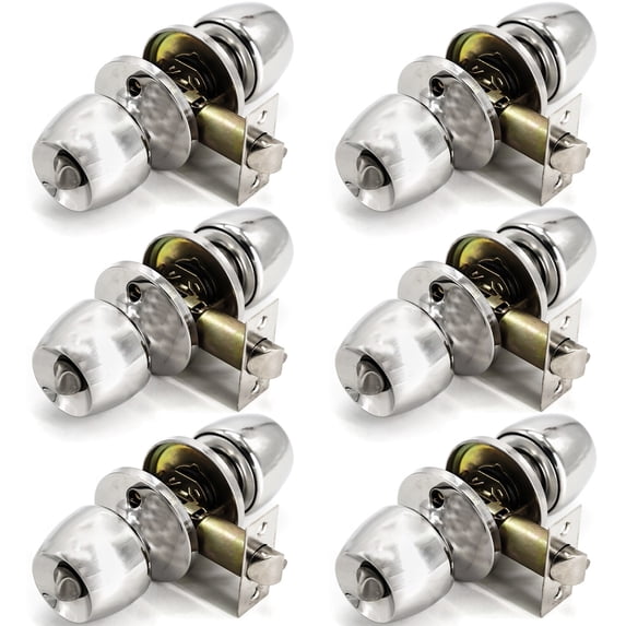 6 Pack Door Knob and Lock Set Versa Privacy by Villar Home Designs Silver