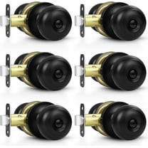 6 Pack Door Knobs, Matte Black Privacy Door Knob with Lock, Keyless Door Handle with Lock for Bedrooms/Bathrooms