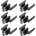 thumbnail image 1 of 6 Pack Door Lever Handle and Lock Set Crown Passage by Villar Home Designs Black, 1 of 5