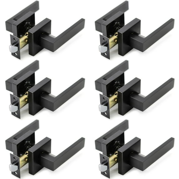 6 Pack Door Lever Handle and Lock Set Crown Passage by Villar Home Designs Black