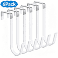 thumbnail image 1 of 6 Pack Over the Door Hooks for 1-3/8" Doors, Heavy Duty Steel Door Hanger, No Drill Bathroom Towel Hanger, Rustproof White Wall Hooks for Coats, Robes, Hats & Bags, 1 of 9