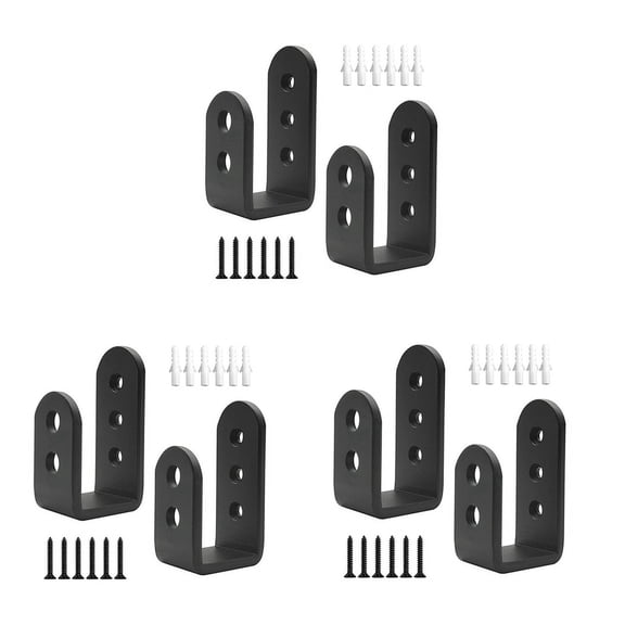 6 Pack Door U Brackets Open Bar Security Door Brackets for Home,Garage Door Reinforcement Fits 2X4 Boards,6 x door brackets 18 x screws 18 x plastic anchors,Black