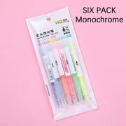 ​6-Pack Double-Tip Highlighters - Dual Color Pastel Pens w/ Quick-Dry Ink for Learn & Office Multicolor