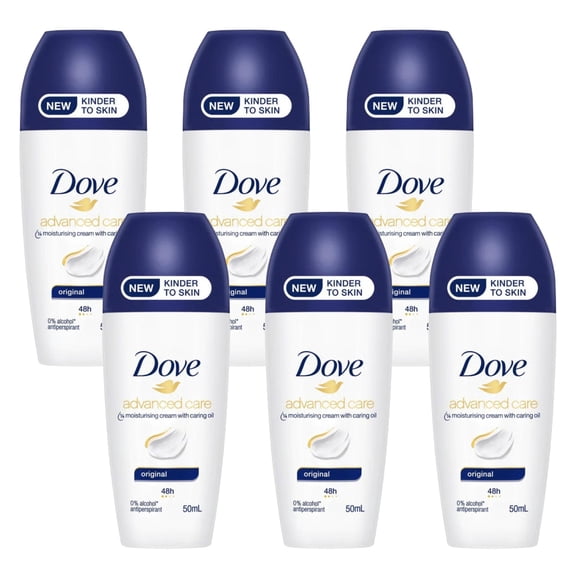 6 Pack - Dove Advanced Care Deodorant Roll On Original - 50 ml