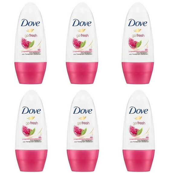6 Pack Dove Go Fresh Pomegranate Roll On 48 HR Anti perspirant Deodorant 50ML