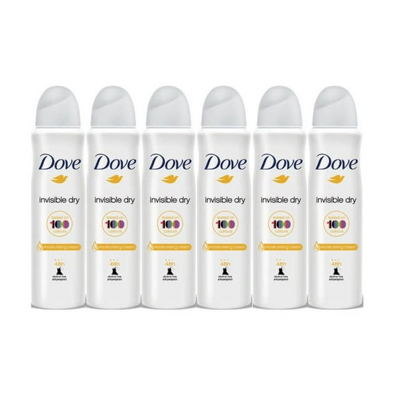 6 Pack Dove Invisible Dry Antiperspirant Deodorant Spray, 150ml