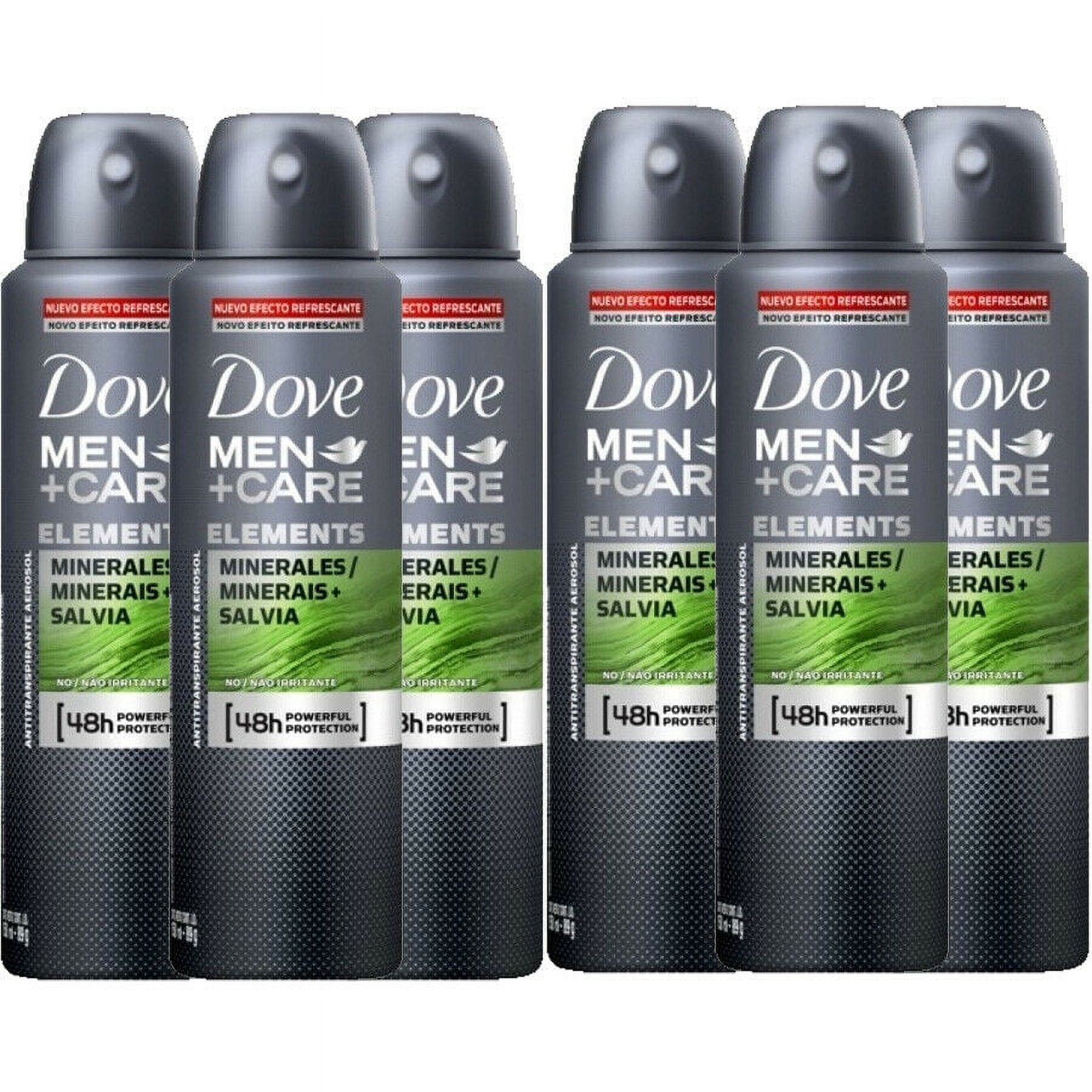 6 Pack Dove Mens+Care Elements Minerals + Sage Antiperspirant Deo Spray 150ml - image 1 of 2