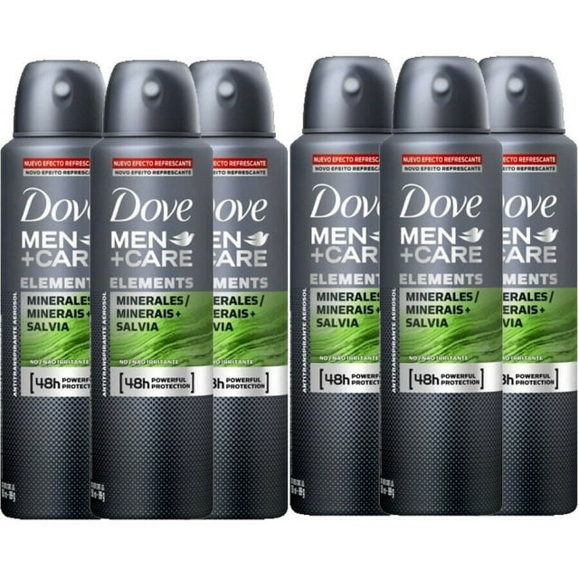 6 Pack Dove Mens+Care Elements Minerals + Sage Antiperspirant Deo Spray 150ml