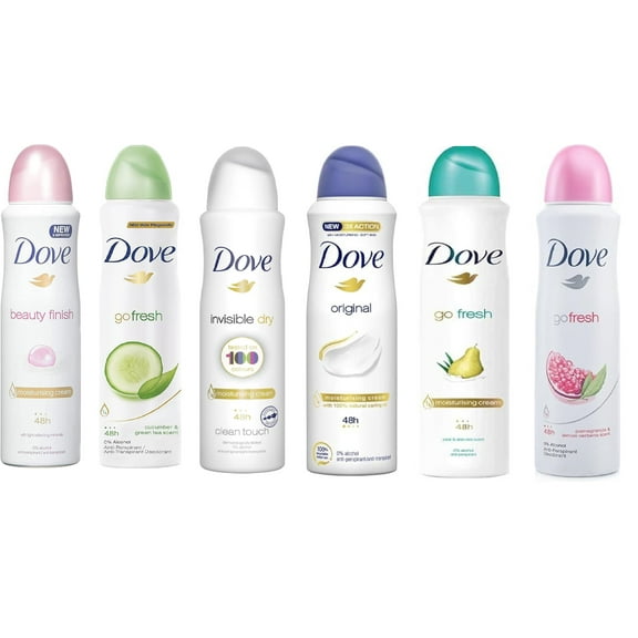 6 Pack Dove Women Body Spray (6X150ml/8.5oz, Mix within the available kinds)
