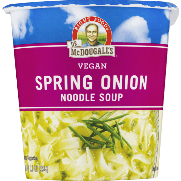 (6 Pack) Dr. McDougall's Right Foods Vegan Spring Onion Noodle Soup, 1.9 Oz Cup