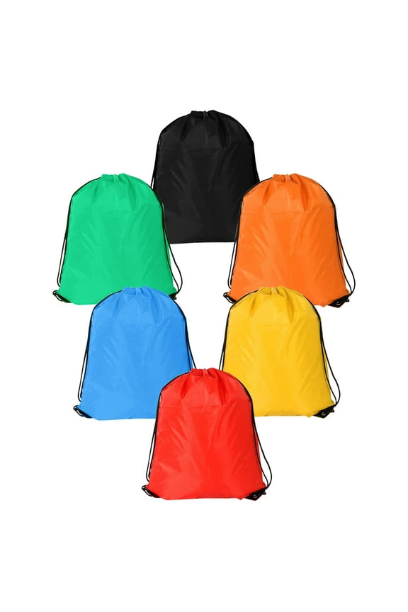 6 Pack Drawstring Sports Gym Bags, Drawstring Backpack Cinch Bags for School Sport Travel Beach