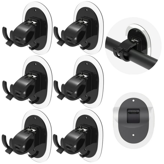 6 Pack No Drill Curtain Rod Brackets,Self Adhesive Curtain Rod Holders,No Drill Curtain Brackets,Easy Curtain Rod Brackets No Drill,for Bedroom,Living Room,Kitchen,Bathroom