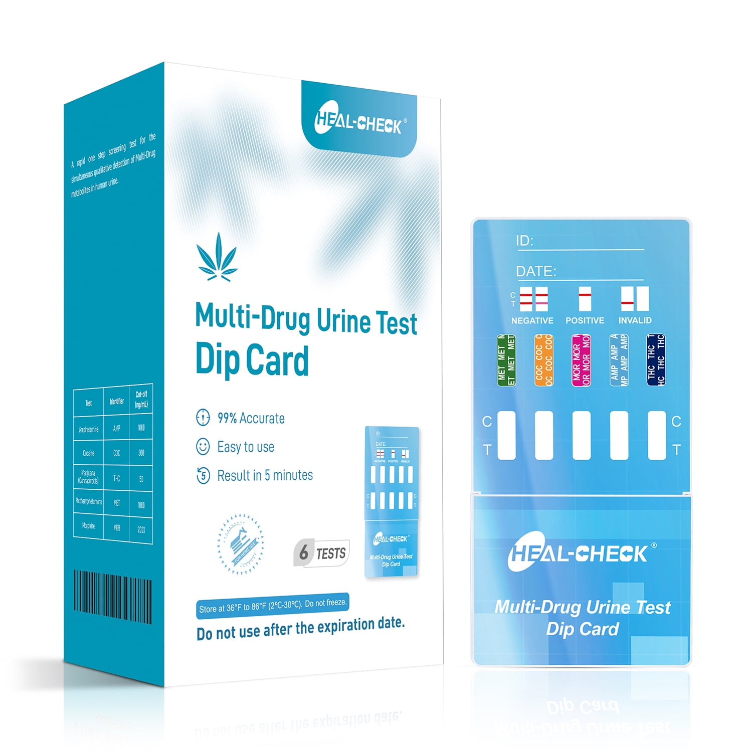 6 Pack Drug Test,5 Panel MultiDrug Urine Test Kit, Marijuana (THC