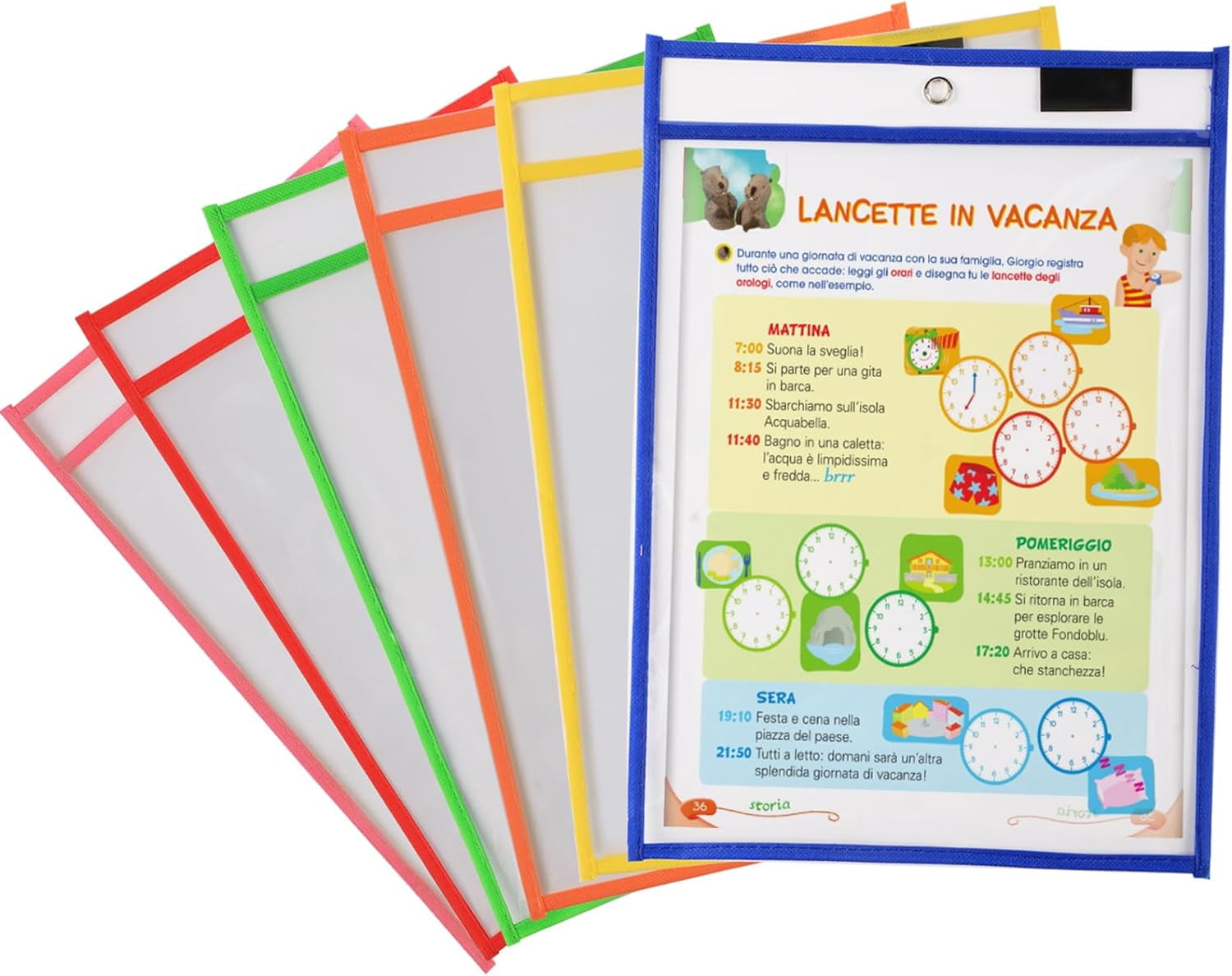 6 Pack Dry Erase Pockets Sleeves Clear Sheet Protector for Teacher ...