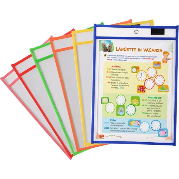 6 Pack Dry Erase Pockets Sleeves Clear Sheet Protector for Teacher Classroom