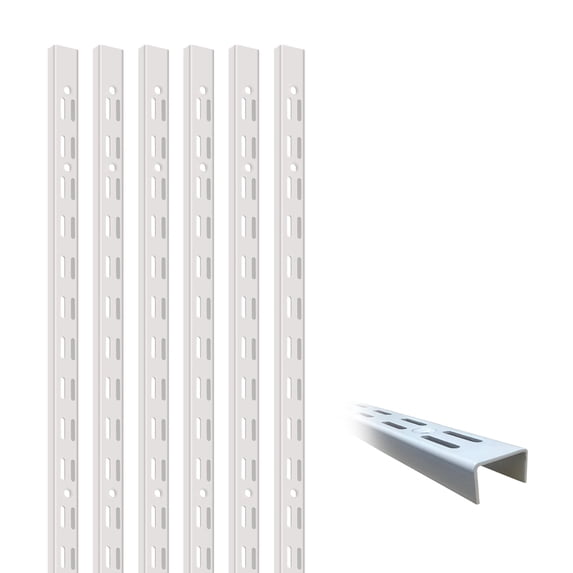 Shelf Edge Rails 6‑Pack Dual‑Track Wall Shelf Rails – 47.5 in / 120 cm Heavy‑Duty ...