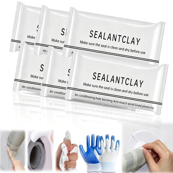 6 Pack Duct Seal Putty,White Fast Drying Sealant Mastic,Repair Sealing Putty for Drain Pipe Connections,Wall Holes,Conditioning Holes and Household