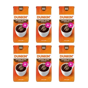 (6 Pack) Dunkin' Original Blend Medium Roast Whole Bean Coffee, 12 oz Bags