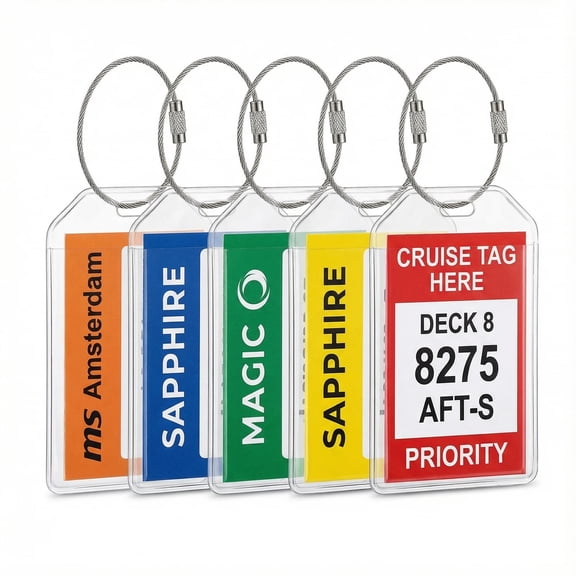 6 Pack Durable Luggage Tags, Travel Essentials for Cruise Ships, Compatible with NCL, Princess, Carnival, MSC&,Holland America, P&O, Costa,Cunard,viking Cruise Lines etc,Easy Identification