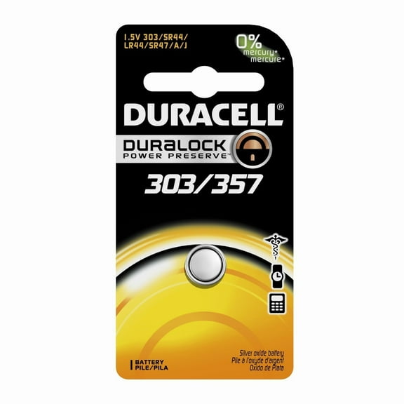 6 Pack Duracell 303/357 Battery - Silver Oxide, Watch/Electronic, 1.5V