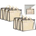 thumbnail image 1 of 6 Pack Dust Bags for Handbags,Clear Handbag Storage Organizer,Purse Storage Bag with Zipper and Handle,Transparent Purse Protector Storage Bag,Handbag Dust Bags for Closet(Beige,Small), 1 of 7