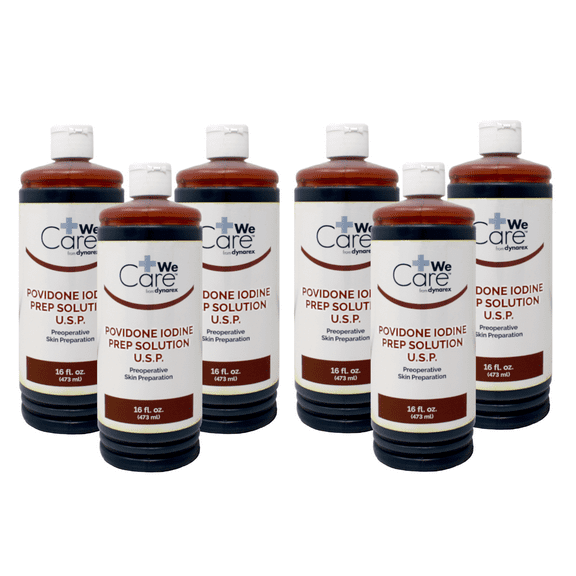 6 Pack Dynarex D1415 Povidone Iodine Disinfecting Solution U.S.P Topical Antiseptic 16 Ounce
