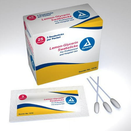6 Pack Dynarex Lemon Glycerin Swabsticks 25 packets Each (3ct per packet)