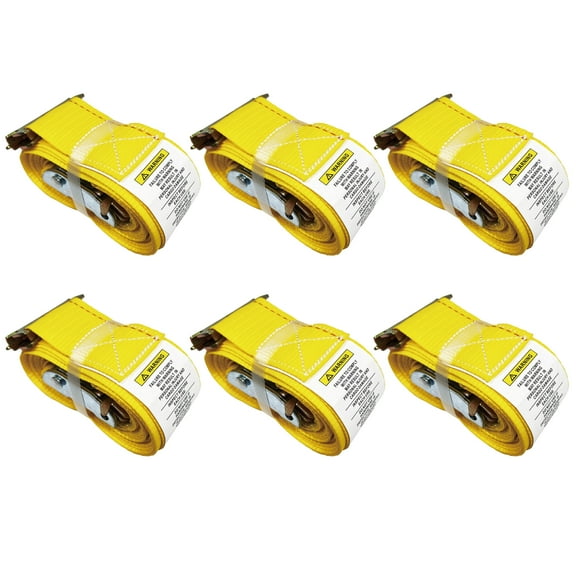 6 Pack E-Track Cam Buckle Straps 2" x 12' x 2,500 lbs Strength for Cargo Tie Down in Enclosed Trailer & Van by KODIAK STRAPS