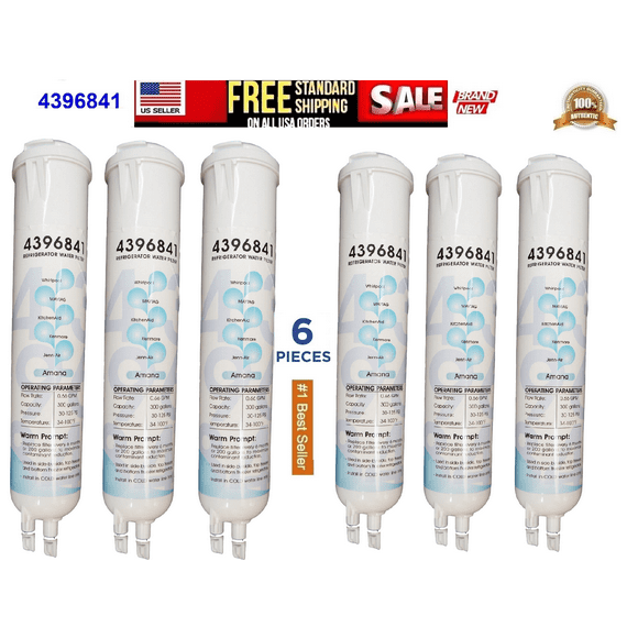 6 Pack EDR3/RXD1 Water Filter Replacement Compatible with R.efrigerator Filter WHR3RXD1 4396841 4396710 46-9083 P1RFWB2 P1WB2 T1RFKB1,
