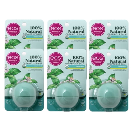 eos 100% Natural Organic Lip Balm Sweet Mint 0.25 oz (Pack of 6)