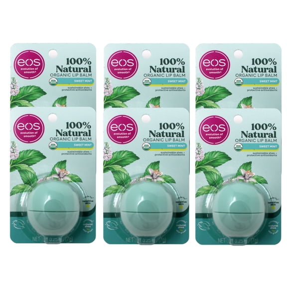 eos 100% Natural Organic Lip Balm Sweet Mint 0.25 oz (Pack of 6)