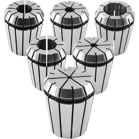6 Pack ER32 Collet Set, Including 1/8 Inch, 1/4 Inch, 3/8 Inch, 1/2 Inch, 5/8 Inch, 3/4 Inch Spring Collet, High Precision ER32 Collet Chuck for CNC Engraving Machine and Milling Lathe Tool