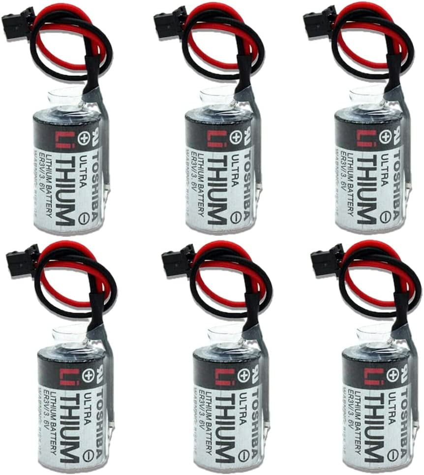 (6 Pack) ER3V 3.6V 1000mAh PLC Lithium Battery Replacement Battery for ...