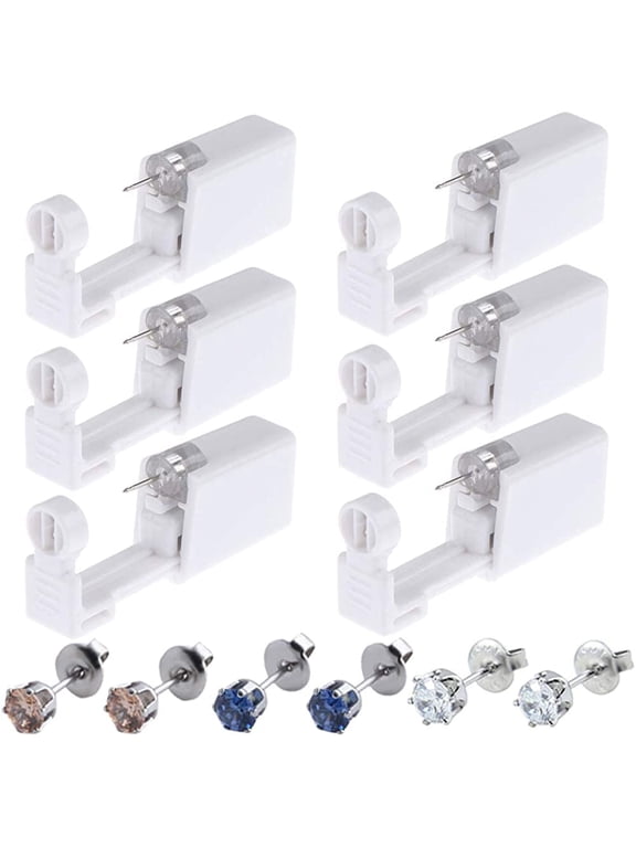 6 Pack Ear Piercing Kit Disposable Self Ear Piercing Gun with Ear Stud and Clean Tool Pierce Kit Tool for Nose Studs Cartilage Tragus Helix Piercing Gun