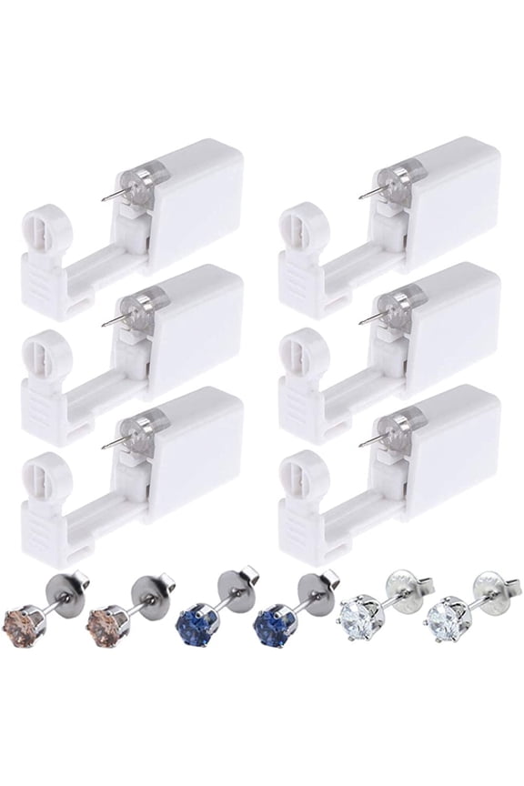 6 Pack Ear Piercing Kit Disposable Self Ear Piercing Gun with Ear Stud and Clean Tool Pierce Kit Tool for Nose Studs Cartilage Tragus Helix Piercing Gun