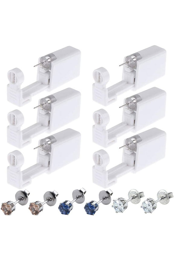 6 Pack Ear Piercing Kit Disposable Self Ear Piercing Gun with Ear Stud and Clean Tool Pierce Kit Tool for Nose Studs Cartilage Tragus Helix Piercing Gun