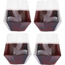 EcoQuality 12 oz Diamond Shaped Stemless Clear Plastic Wine Glass, Unbreakable Elegant and Reusable Cocktail Glass Ideal for Indoor or Outdoor Parties and Events (6)