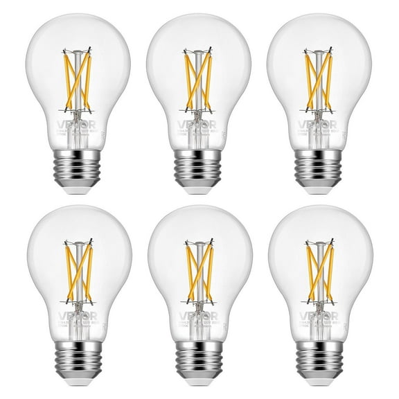 6 Pack Edison Bulbs LED A19 4.5W Dimmable 450 Lumens 2700K E26 Antique