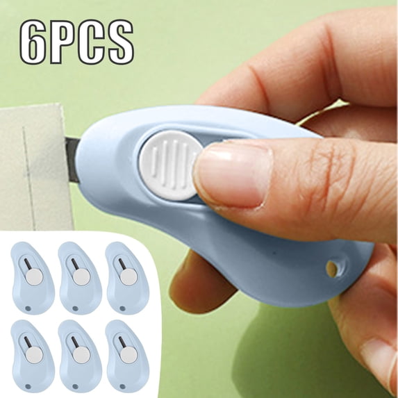 6 Pack Egg Shaped Retractable Mini Letter Opener Portable Envelope Parcel Cutter With Keychain For Mail Packaging Unpacking