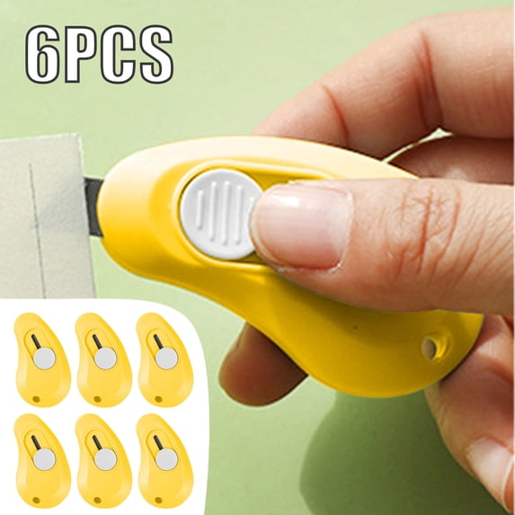 6 Pack Egg Shaped Retractable Mini Letter Opener Portable Envelope Parcel Cutter With Keychain For Mail Packaging Unpacking