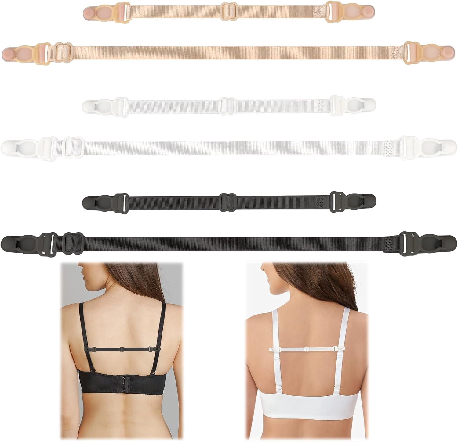 6 Pack Elastic Bra Strap Holder Bra Strap Holders Women's Non-slip Bra ...