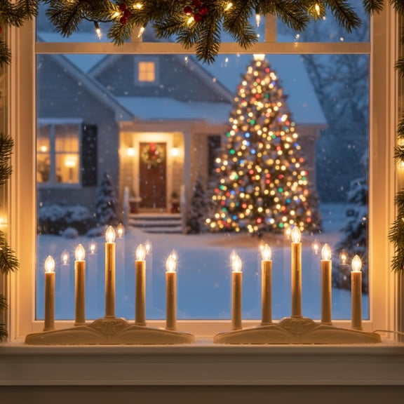 6 Pack Electric Window Candles Plastic Christmas Flameless Electric Candolier with 5 Lights Indoor Waterproof LED for Yard, Garden Decoration