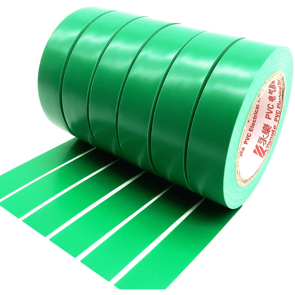 6 Pack Electrical Tape Each Roll 0.6" x 50' - Viaky High End Industrial Grade - Rated to 176 Degrees & 600 Volts - Vinyl Insulating Backing - Perfect for Electric Wiring Projects (Green)