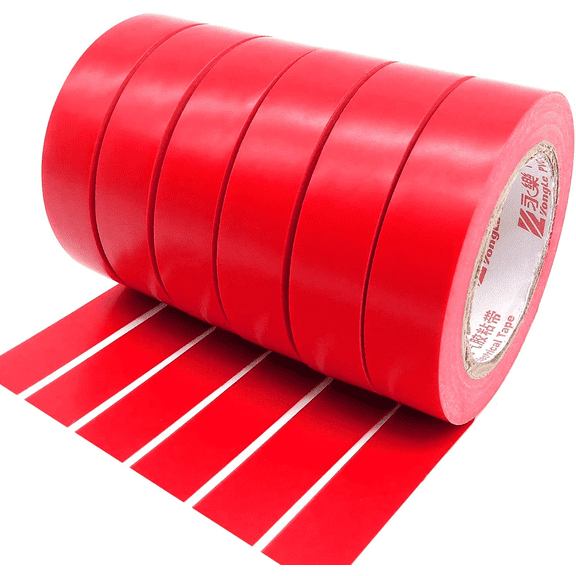 Viaky 6 Pack Electrical Tape, Vinyl Insulating, Red