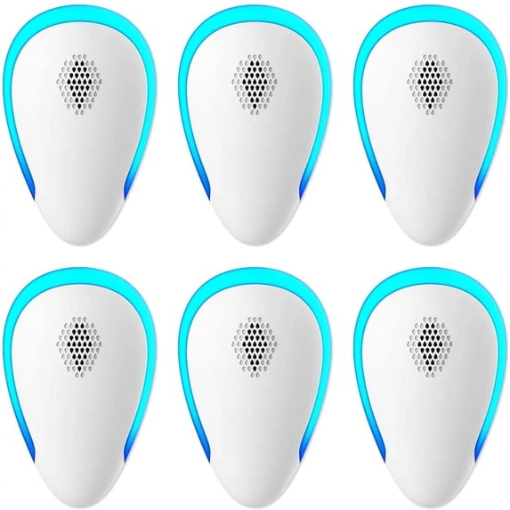 6 Pack Electronic Mosquito Repellent Devices Plug In Pest Control Ultrasonic Insect Repeller for Indoor Use Home Office Garage Kitchen Bedroom Living Room