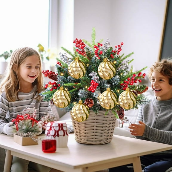 6-Pack Electroplated Christmas Ball Ornaments, 6cm Shatterproof Plastic Xmas Tree Decor for Indoor & Outdoor, Safe for Kids & Pets Gold