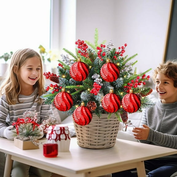 6-Pack Electroplated Christmas Ball Ornaments, 6cm Shatterproof Plastic Xmas Tree Decor for Indoor & Outdoor, Safe for Kids & Pets Red